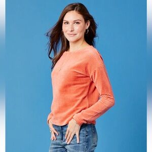Carve Designs Annalise Boat Neck Ribbed Top Terracotta